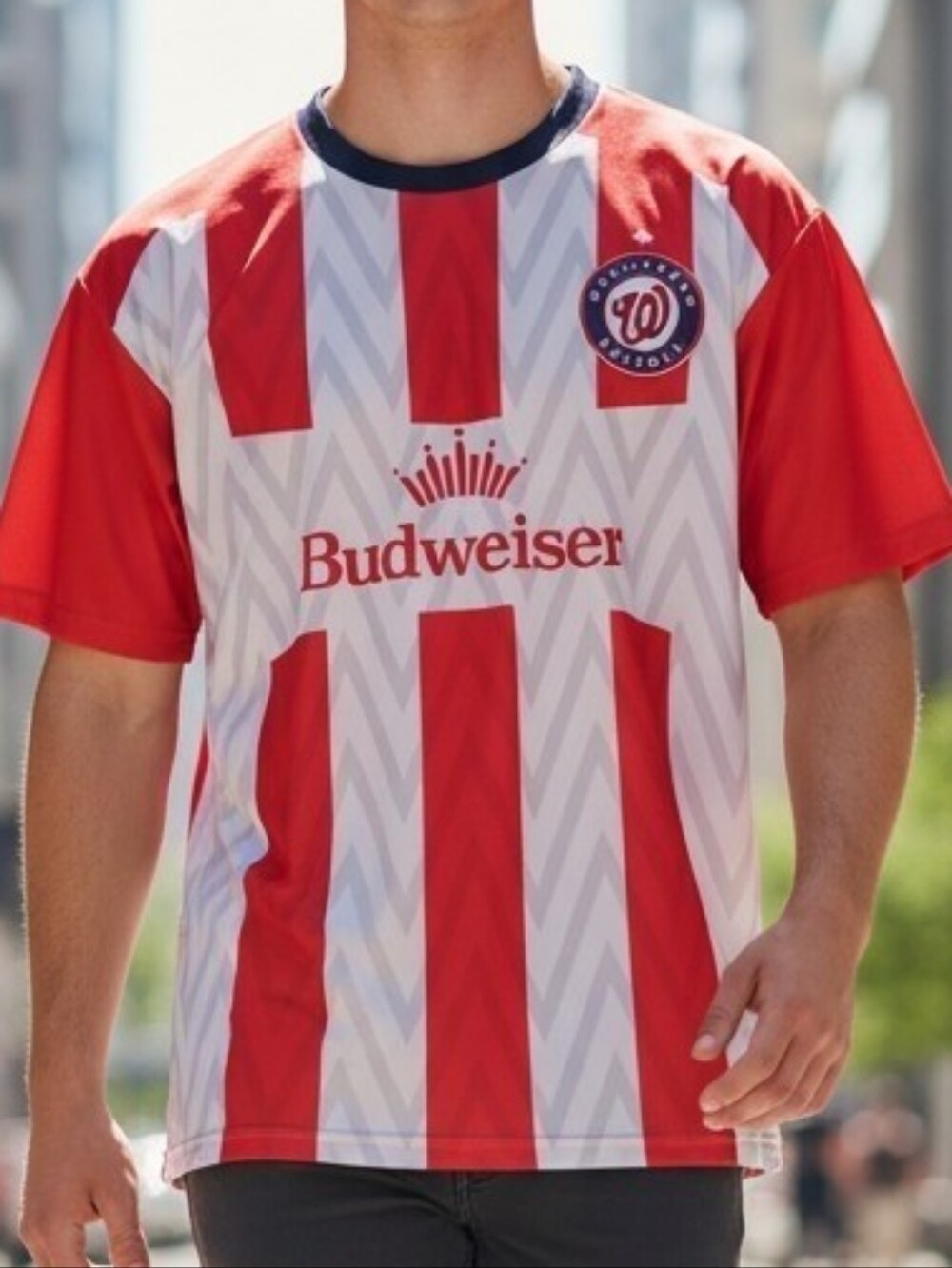 Washington Nationals MLB Budweiser Soccer Style Jersey Red White Medium